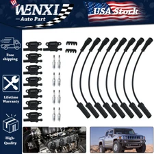 8X Ignition Coil & Spark Plug & Wire For Chevy Silverado 1500 GMC 5.3L 6.0L 6.2L