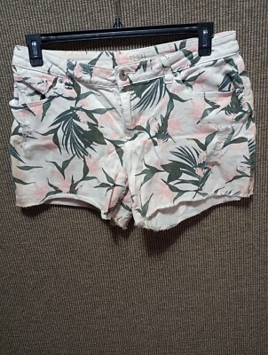 Time And True Size 14 Shorts Women's Flower Print Distressed
