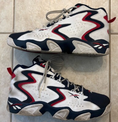 Reebok Mobius OG Mens 12.5 White Collegiate Navy Red Shoes Sneakers Olympic USA