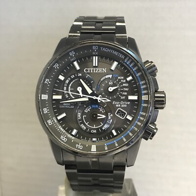 Citizen Mens Eco Drive A-T Alarm Chrono Radio Controlled ION PVD Bracelet Watch