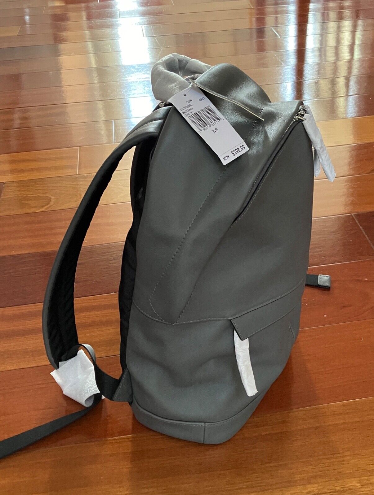 MICHAEL KORS leather backpack- Odin, grey color, men