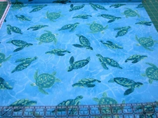 3 Yards Quilt Cotton Fabric - Timeless Treasures Ocean Magic Sea Turtles Aqua Bl
