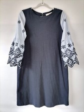 Loft Womens Blue Embroidered Dress Size S