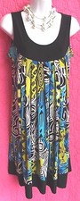 SUSAN LAWRENCE Matte Jersey Mod Print Shift Dress Sz S Knee Length Sleeveless