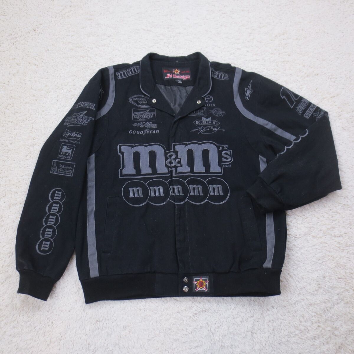 M&Ms Jacket Mens Large Black NASCAR Jeff Hamilton JH Designs M&Ms Jacket Mens Large Black NASCAR Jeff Hamilton JH Designs