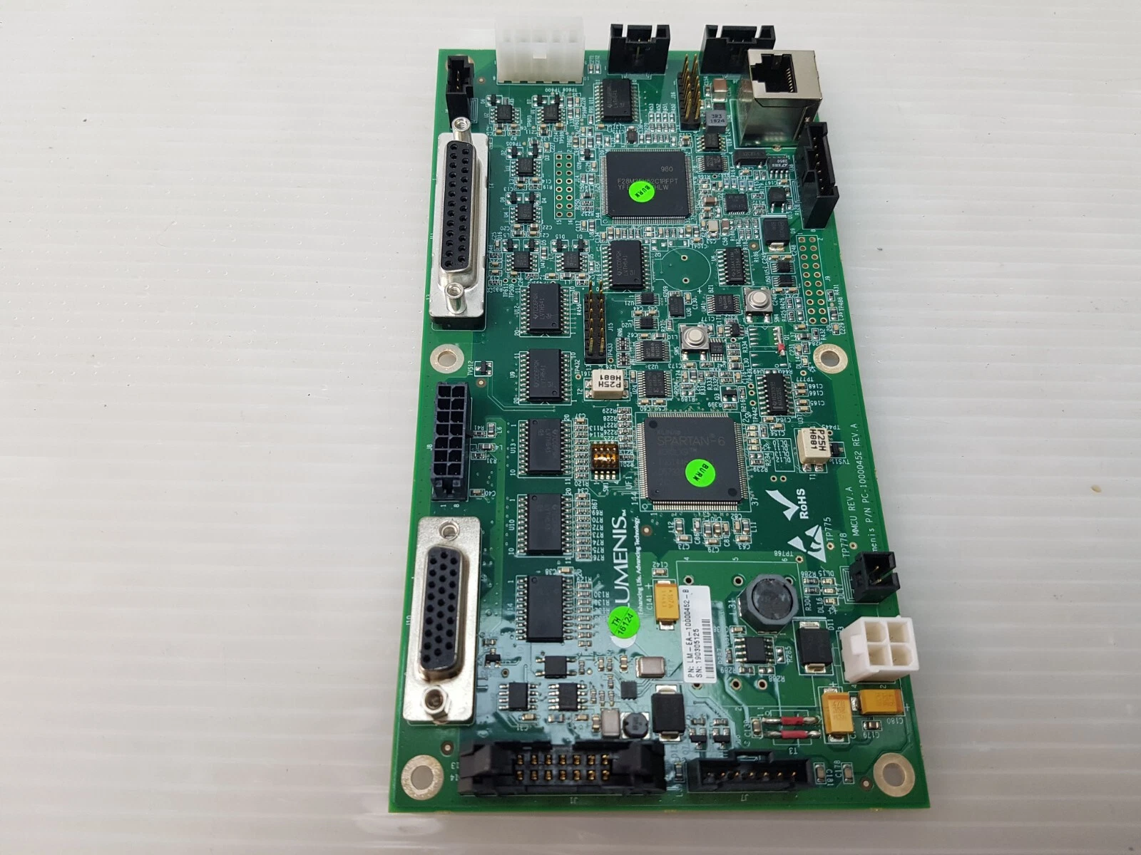Lumenis MMCU board LM-EA-10000452-B photographed lengthwise from above