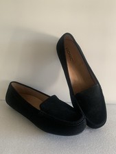 VIONIC Debbie Black Suede Leather Driving Loafer Women Size 11 Wide Toe Slip On