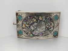 Vintage Alpaca Belt Buckle with Horse Head, Abalone inlay, Beautiful