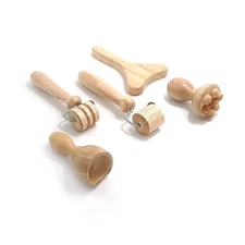 Urapan Facial Woodtherapy Set - 5 Elements Massager: Swedish Cup, Mushroom, Sha