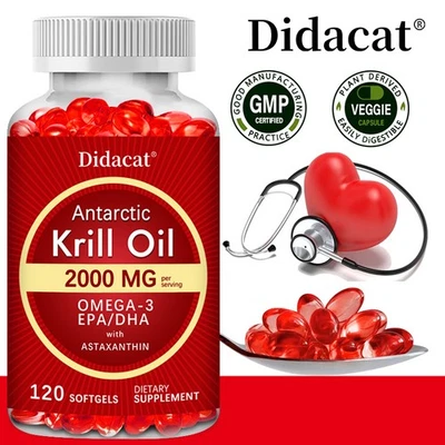 DIDACAT Antarktisches Krillöl-Kapseln–2000 mg–Gesundes Gehirn, Blut und Herz–120 Kapseln