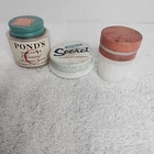 Vintage POND’S Lady Ester  Milk Glass Embossed Green Metal Lid Paper Label (3)