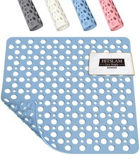 HITSLAM Shower Mat Anti Slip, 21x21 Inch Square Bath 21" x Square , Blue