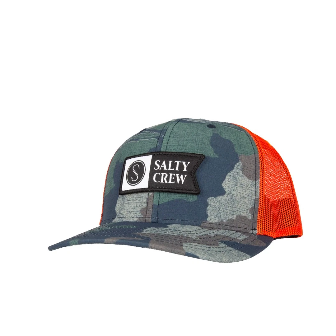 Salty Crew "Pinnacle 2 Retro" Snapback Hat (Camo/Orange) 6-Panel Cap