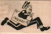Hurry PostMan 1 1/2 x 2" Rubber Stamp, Person Stamp, Post Man Stamp