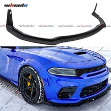H Style Winglet Front Bumper Lip Matte Blk For 20-23 Dodge Charger Srt Widebody