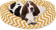 32 Inch Chevron Sherpa Calming Dog Bed Washable   Cozy Soft round Dog Bed with S