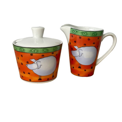 Maxwell & Williams Porky Pig Milk Creamer Jug & Sugar Bowl Set