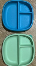 Nuk Suction Style Bottom Plates Snack Or Meal Time Lot Of 2 Blue And Green