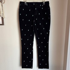Talbots Simply Flattering 5 Pocket Navy Corduroy Pants Owl embroidered Pants 10