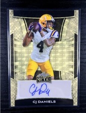 Marketplace image: 2025 Leaf Metal Football Cj Daniels Gold Prismatic Superfractor 1/1 Auto Miami
