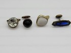 Vintage Single Cufflinks Lot Of 4 Mother Of Pearl Blue Glass — photo 2