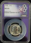 1945 MS 64 NGC Washington Quarter trader bea purple core