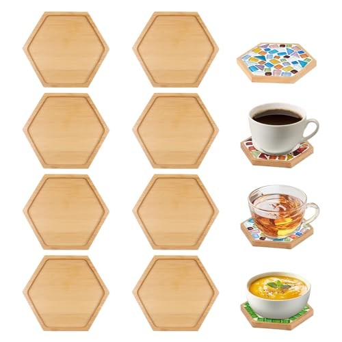 Dessous de verre en bambou lot de 8 soucoupes pour plantes et tasses café