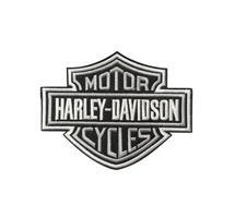 Harley Motorcycle Silver/Grey and Black Biker Patch, Iron On/Sew On
