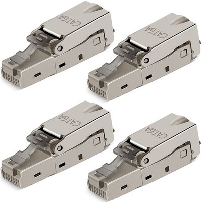 4 Stück werkzeugloser RJ-45 Cat6 / 6A-Feldanschluss Modularer Stecker, Cat6A