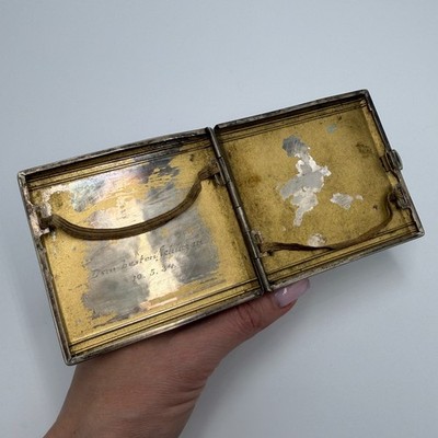 monogram cigarette case Antique German Alpacca Engraved 1934 HB Pocket Case Louis Vuitton Walker Cigarette Case