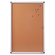 Lorell Enclosed Cork Bulletin Board - 36" Height X 24" Width - Natural Cork
