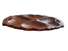 Handmade Wooden Food Dish Serving Plate Tea Tray Snack Fruit Platter 4 Partition