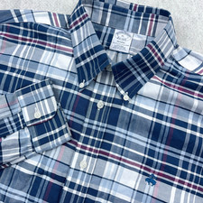 Brooks Brothers Shirt Men XL Blue Button Up Oxford Cloth Regent Sheep OCBD A29