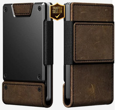 Mens Wallet Slim Metal Card Holder Cash Strap Minimalist Pull Tab Wallet for Men