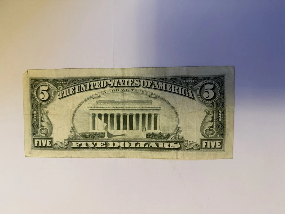 USA Bank Note: USA, Five Dollar 1977 A No. K65065393 A - Image 2 of 2