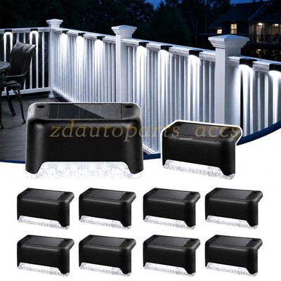 8 Pack LED Solar Fence Lights Dusk to Dawn Wall Garden Pathway Deck Lamp Outdoor