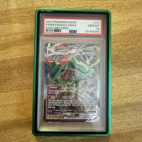 Pokémon TCG Rayquaza VMAX Holo Ultra Rare Card Evolving Skies 111/203 PSA 10