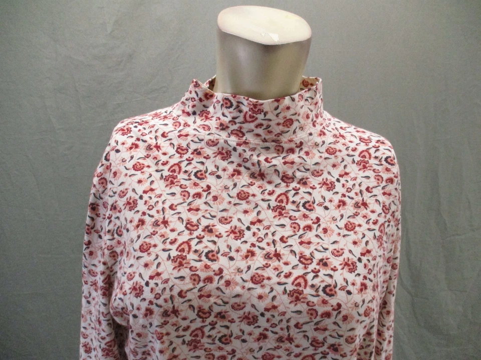 Top relajado manga larga cuello alto 100 % algodón LANDS' END talla M (10-13) para niñas 070 Foto 2 de 4