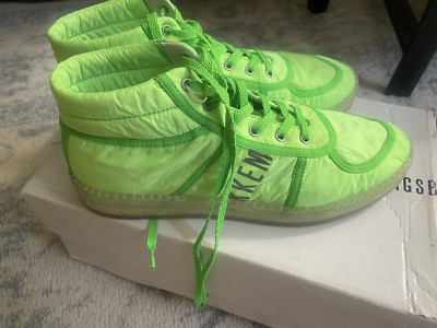 Bikkembergs Neon Green Logo Men's Mid-Top Sneakers Shoes With Box EU 42 US9