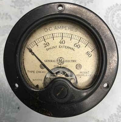 Vintage USA General Electric D-C Amperes 0-80 Type Dw   41 Free Shipping