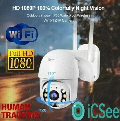 4X TELECAMERA ESTERNA  ICSEE CAM PTZ WIFI CAMERA WIRELESS ESTERNO SMART ZOOM - Immagine 4 di 4