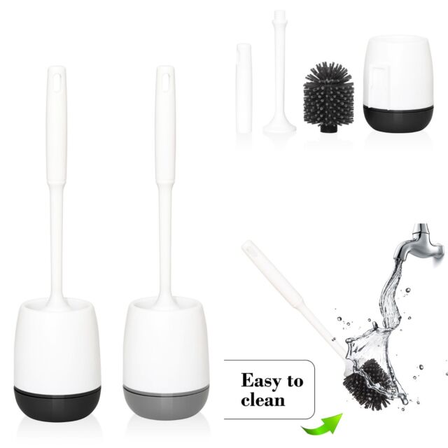 TOILET BRUSH SOFT TPR SILICONE BRISTLE CLEAN HOLDER SET WITH WALL MOUNT INCLUDED