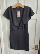 Boohoo Uk 12 Black Faux Wrap Cape Back Dress Summer Party Funeral