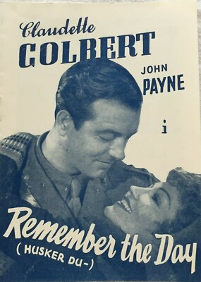Remember The Day Claudette Colbert John Payne 1941 Vtg Old Danish Movie Program Ebay