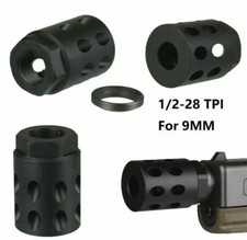 1/2x28 TPI Muzzle Brake Compensator Anodized Black For 9mm
