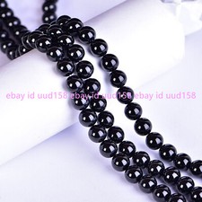 Wholesale 3 Strands 8mm Natural Black Agate Onyx Round Gemstone Loose Beads 15''