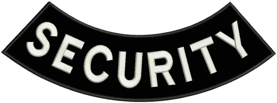 Security White on Black Iron on Bottom Rocker Large Patch for Jacket ...