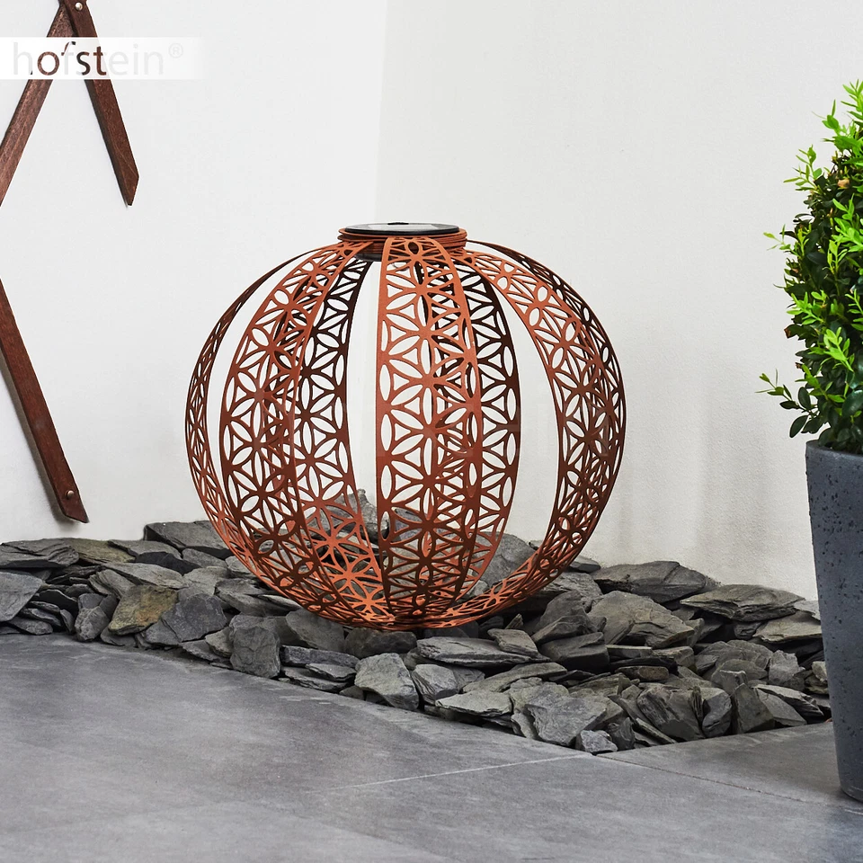 Lampes solaires LED couleur rouille boule extérieure balcon jardin éclairage effet lumineux - Photo 2/4