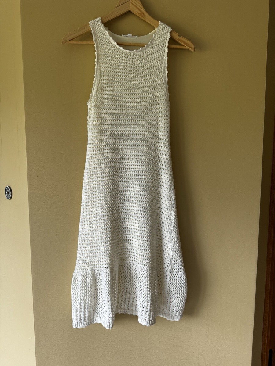 Vintage BB Dakota Womens Dress S White Ivory Sleeveless Crochet