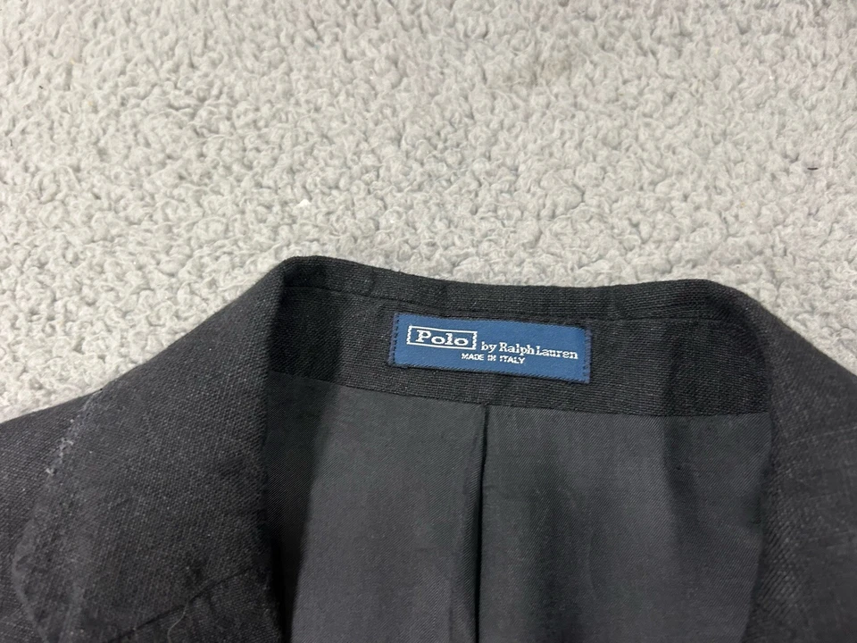 Abrigo Deportivo Polo Ralph Lauren De Colección Para Hombres 40 Negro Lino Blazer Silencioso Lujo Foto 3 de 4